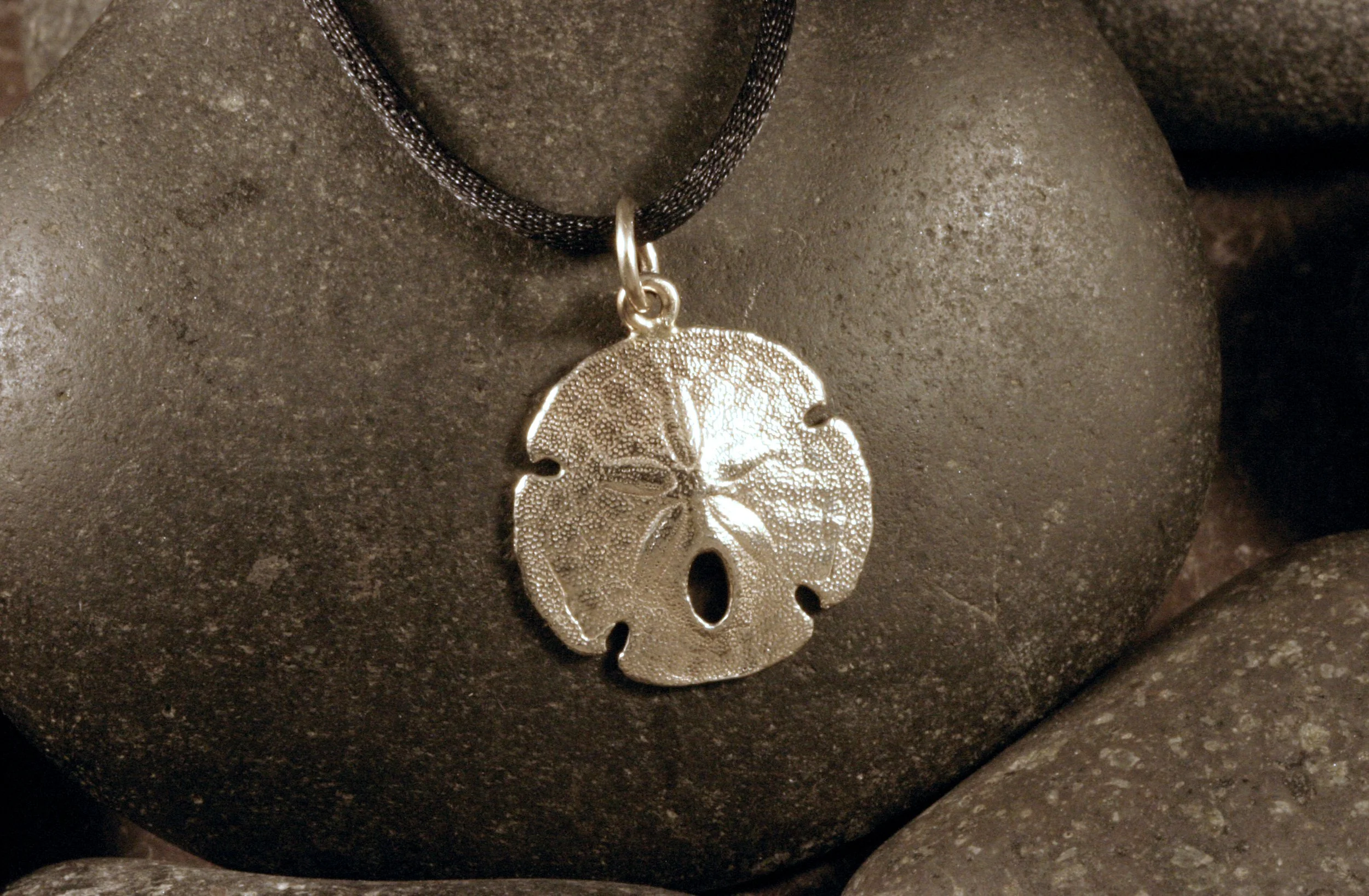 Sanddollar Charm Sterling Silver or 14K Multiple Sizes Designs By S R